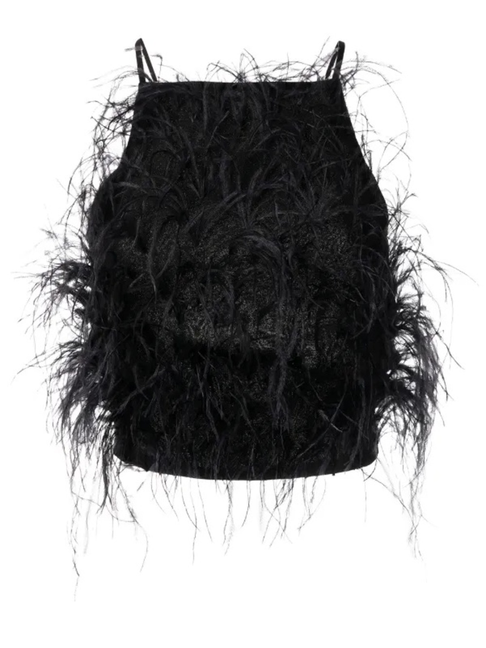 Cult Gaia Joey Ostrich Feather Top in Black